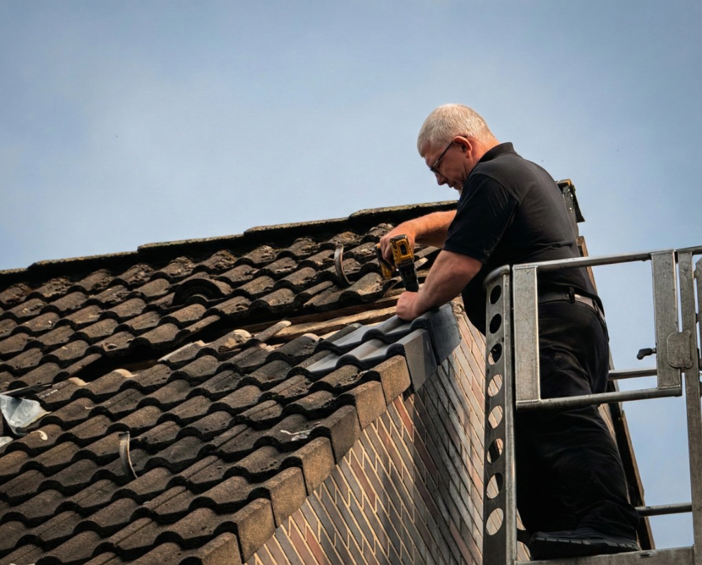 Marc Büttgenbach bei der Dachinspektion